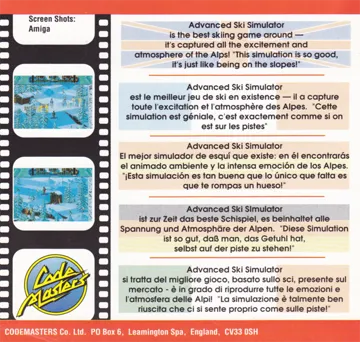 Professional Ski Simulator (UK) (1987) (Trainer) box cover back